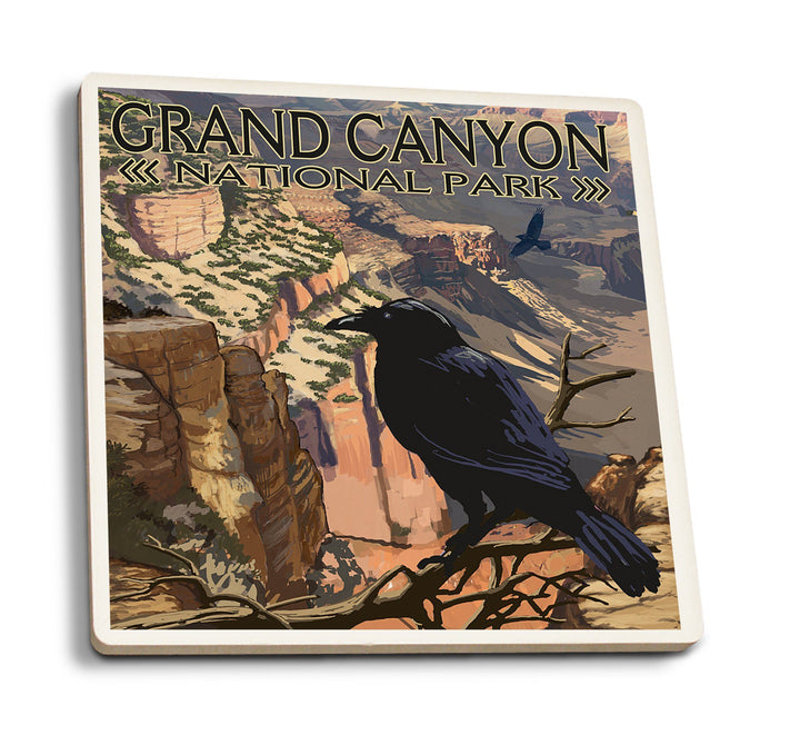 Coaster (Grand Canyon National Park, Arizona - Ravens at South Rim - Lantern Press Artwork) Coaster Nightingale Boutique Coaster Pack 