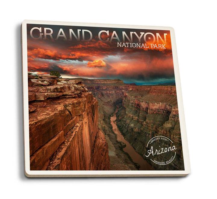 Coaster (Grand Canyon National Park, Arizona - Red Sky - Lantern Press Photography) Coaster Nightingale Boutique Coaster Pack 