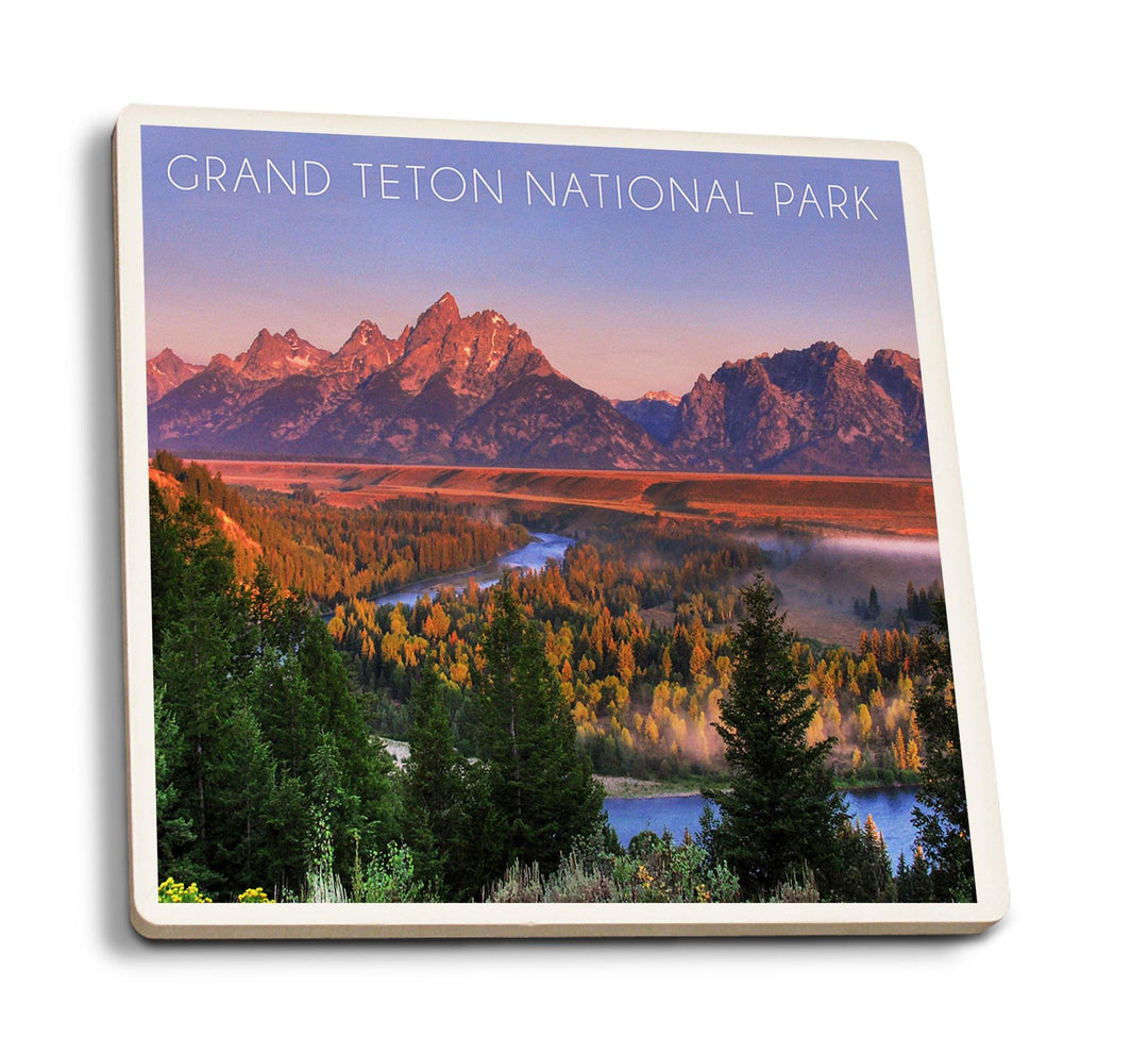Coaster (Grand Teton National Park, Wyoming - Sunset River & Mountains - Lantern Press Photography) Coaster Nightingale Boutique Coaster Pack 