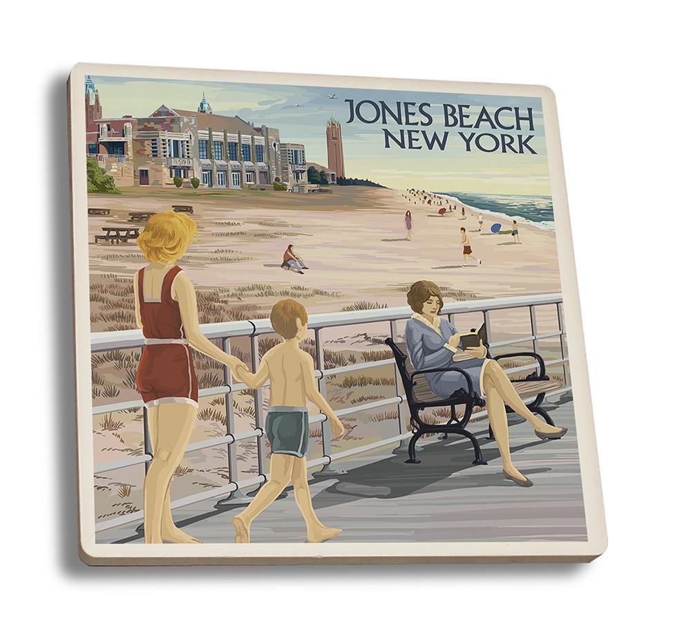 Coaster (Jones Beach Scene, New York - Lantern Press Artwork) Coaster Nightingale Boutique Coaster Set 