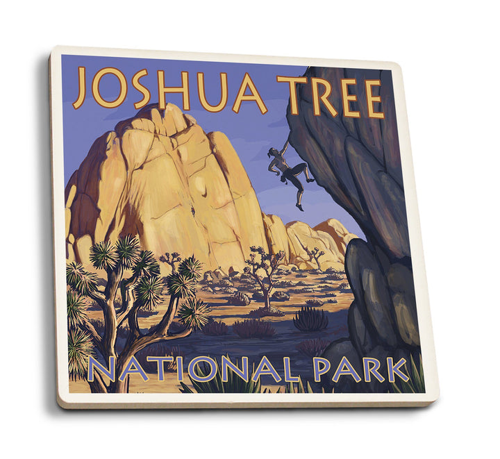 Coaster (Joshua Tree National Park, California - Boulder Climber - Lantern Press Artwork) Coaster Nightingale Boutique Coaster Pack 