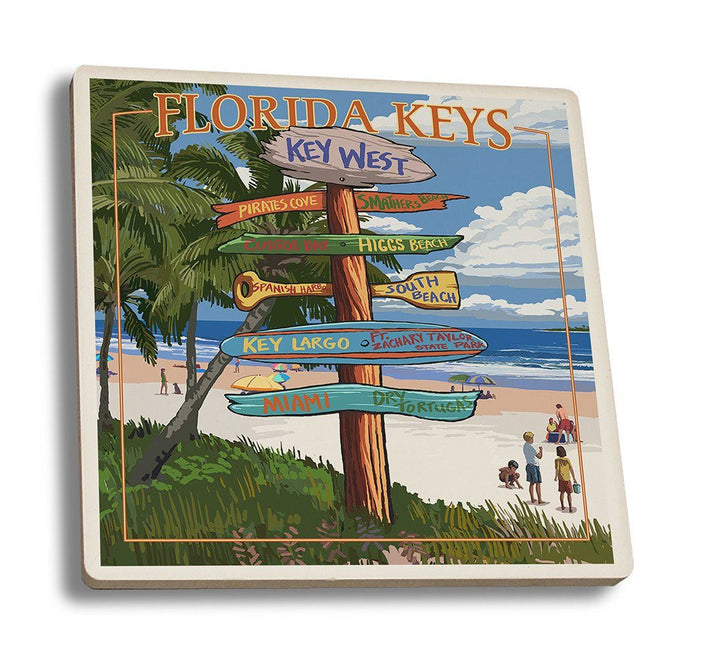 Coaster (Key West, Florida - Destinations Sign - Lantern Press Artwork) Coaster Nightingale Boutique Coaster Set 