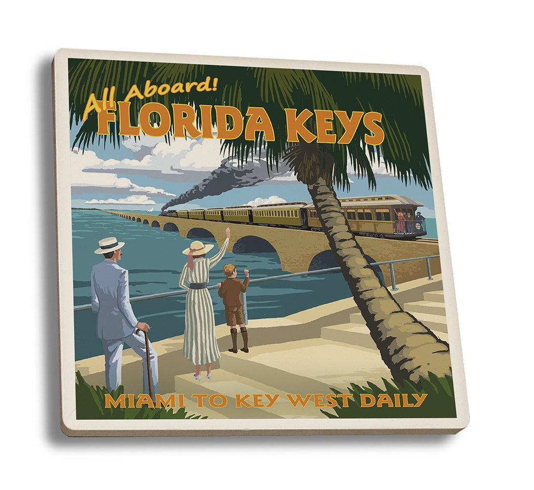 Coaster (Key West, Florida - Railroad - Lantern Press Artwork) Coaster Nightingale Boutique Coaster Set 