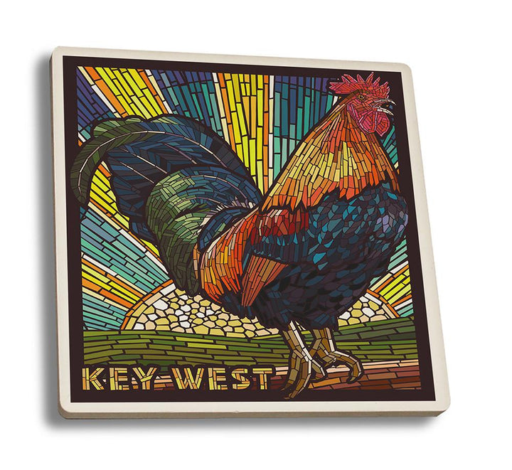 Coaster (Key West - Rooster Mosaic - Lantern Press Artwork) Coaster Nightingale Boutique Coaster Set 