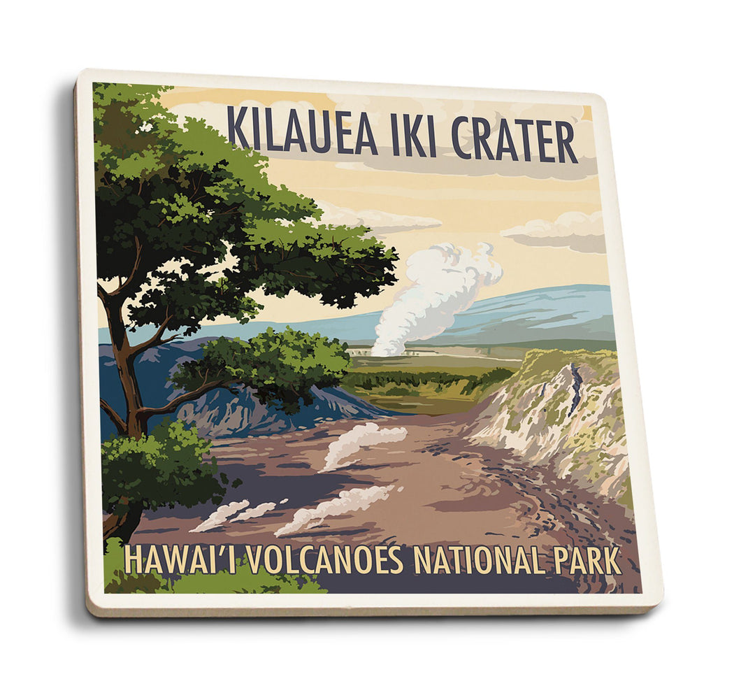 Coaster (Kilauea Iki Crater, Hawaii Volcanoes National Park- Lantern Press Artwork) Coaster Nightingale Boutique Coaster Pack 