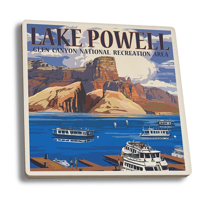 Coaster (Lake Powell, Colorado - Marina View - Lantern Press Artwork) Coaster Nightingale Boutique Coaster Set 