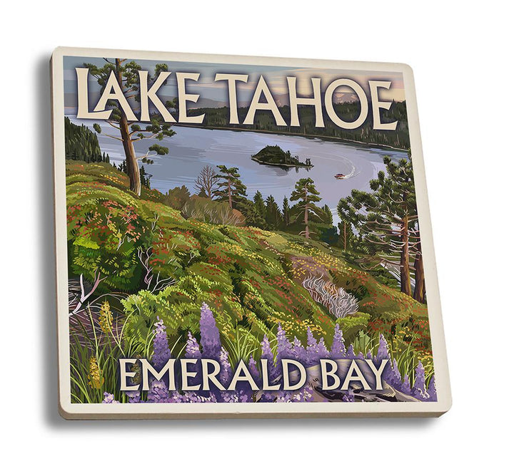Coaster (Lake Tahoe, California - Emerald Bay - Lantern Press Artwork) Coaster Nightingale Boutique Coaster Set 