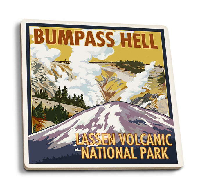 Coaster (Lassen Volcanic National Park, California - Bumpass Hell - Lantern Press Artwork) Coaster Nightingale Boutique Coaster Pack 