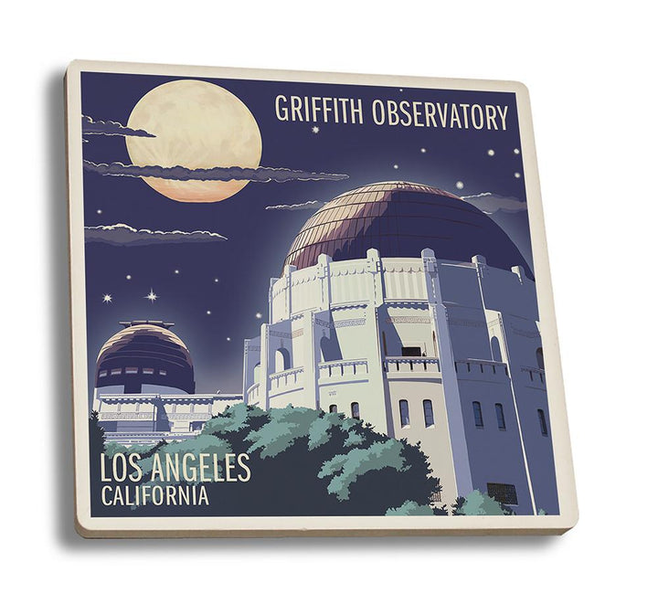 Coaster (Los Angeles, California - Griffith Observatory at Night - Lantern Press Artwork) Coaster Nightingale Boutique Coaster Set 