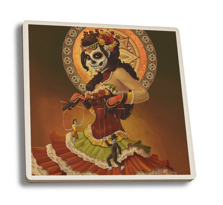 Coaster (Marionettes - Day of the Dead - Lantern Press Artwork) Coaster Nightingale Boutique Coaster Set 