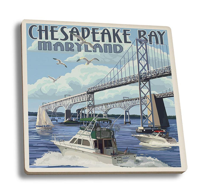Coaster (Maryland - Chesapeake Bay Bridge - Lantern Press Artwork) Coaster Nightingale Boutique Coaster Set 