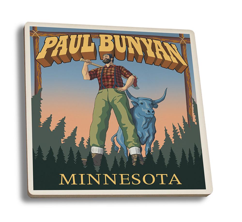 Coaster (Minnesota - Paul Bunyan - Lantern Press Artwork) Coaster Nightingale Boutique Coaster Set 