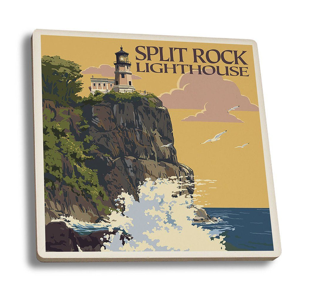 Coaster (Minnesota - Split Rock Lighthouse - Lantern Press Artwork) Coaster Nightingale Boutique Coaster Set 