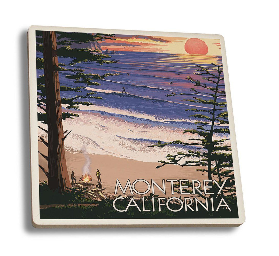 Coaster (Monterey, California - Sunset & Beach - Lantern Press Artwork) Coaster Nightingale Boutique Coaster Set 