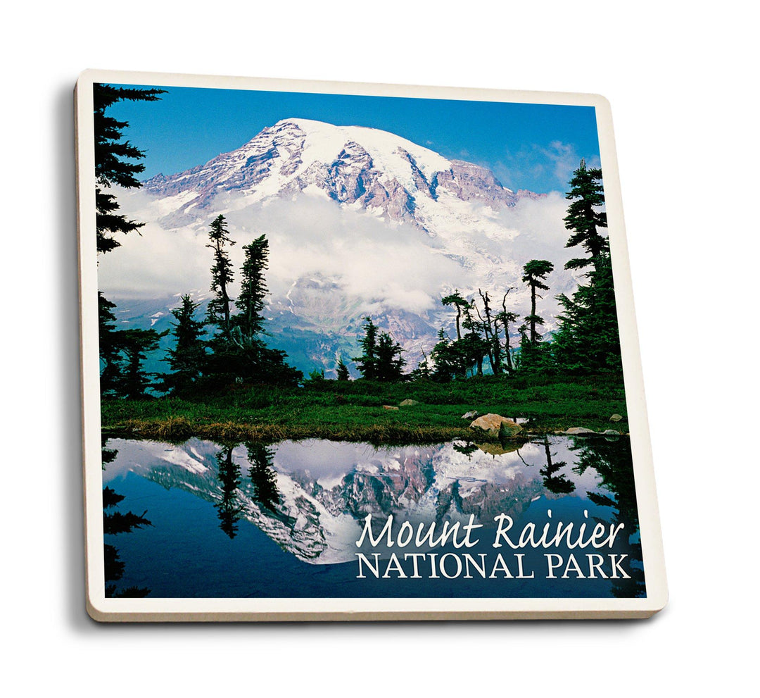 Coaster (Mount Rainier National Park - Reflection Lake - Lantern Press Photography) Coaster Nightingale Boutique Coaster Pack 