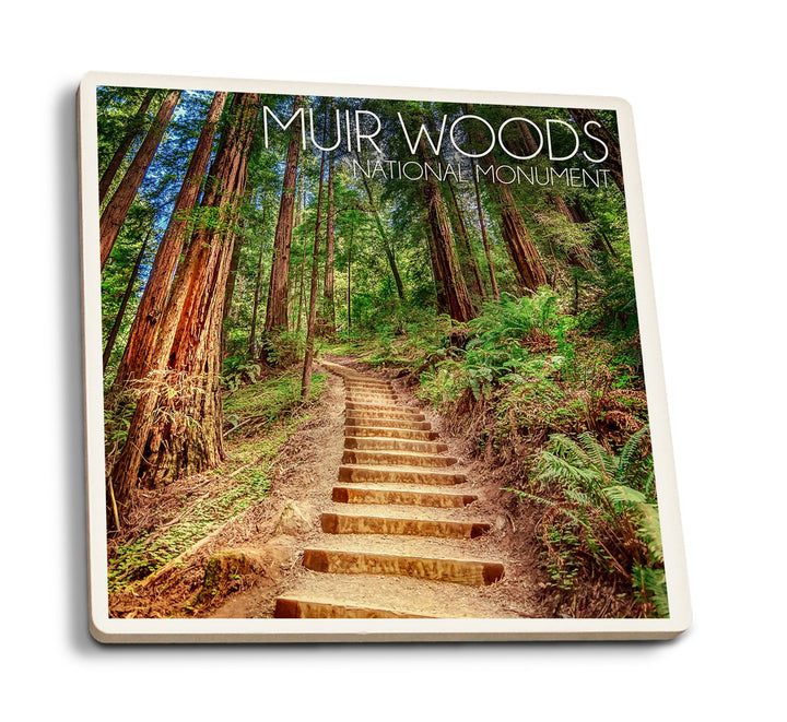 Coaster (Muir Woods National Monument, California - Stairs Photograph) Coaster Nightingale Boutique Coaster Pack 