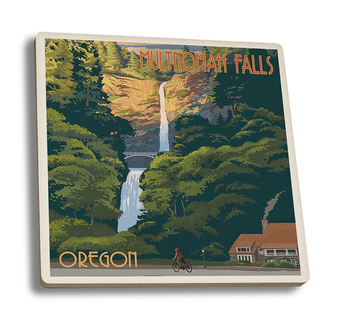 Coaster (Multnomah Falls, Oregon - Sunset - Lantern Press Artwork) Coaster Nightingale Boutique Coaster Set 