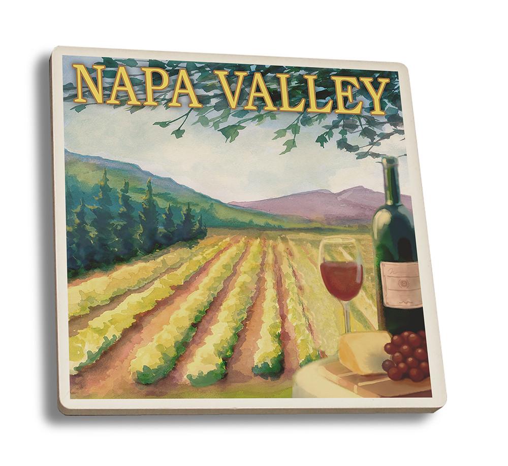 Coaster (Napa Valley, California - Wine Country - Lantern Press Artwork) Coaster Nightingale Boutique Coaster Set 
