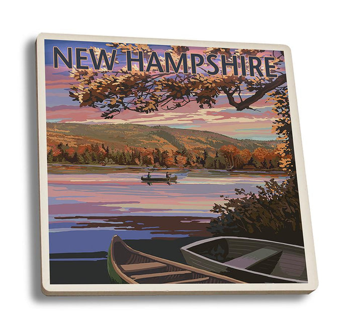 Coaster (New Hampshire - Lake at Dusk - Lantern Press Artwork) Coaster Nightingale Boutique Coaster Set 