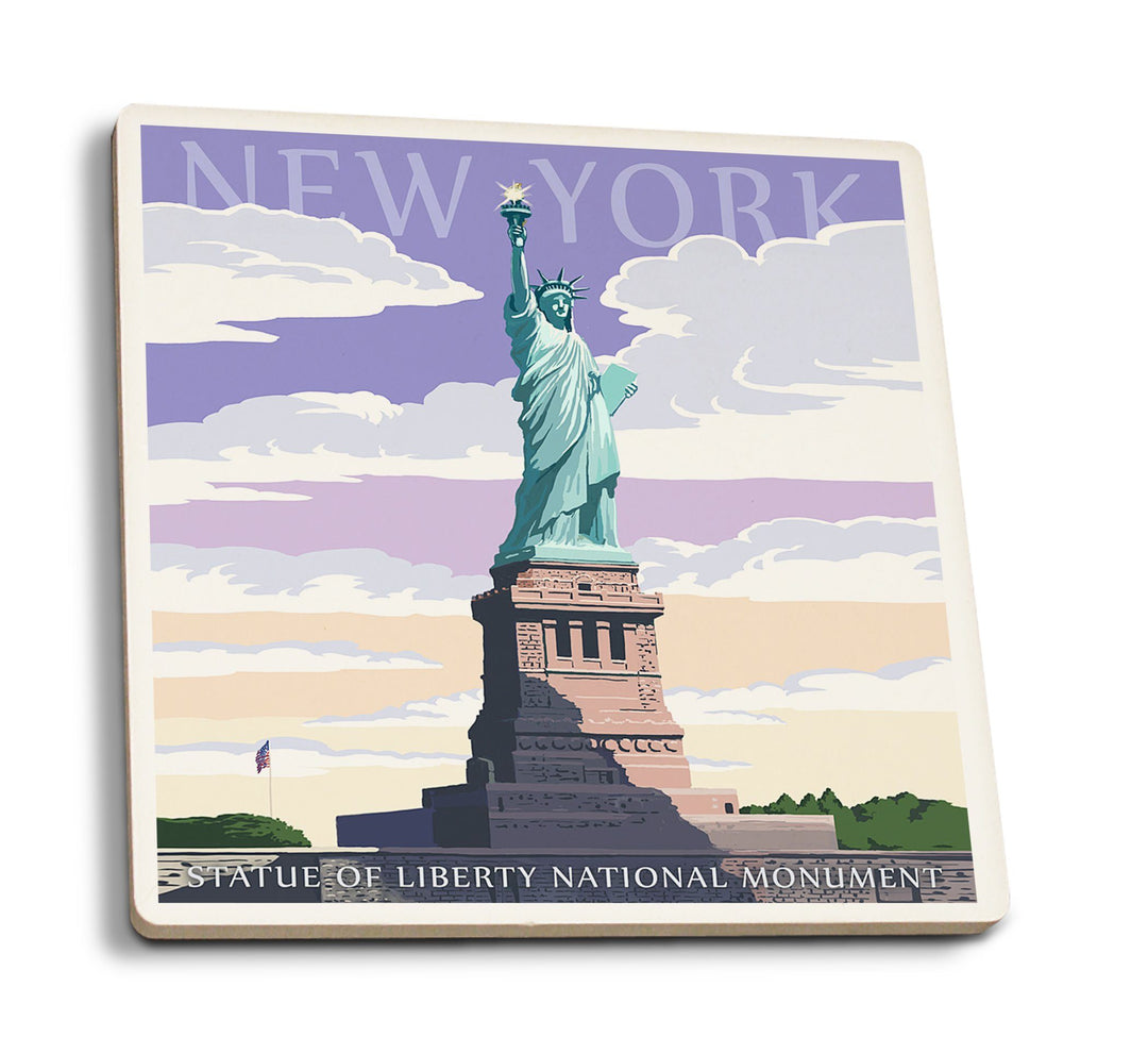 Coaster (New York City, New York - Statue of Liberty National Monument - Lantern Press Artwork) Coaster Nightingale Boutique Coaster Pack 