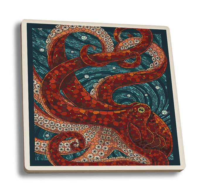 Coaster (Octopus - Paper Mosaic - Lantern Press Artwork) Coaster Nightingale Boutique Coaster Set 