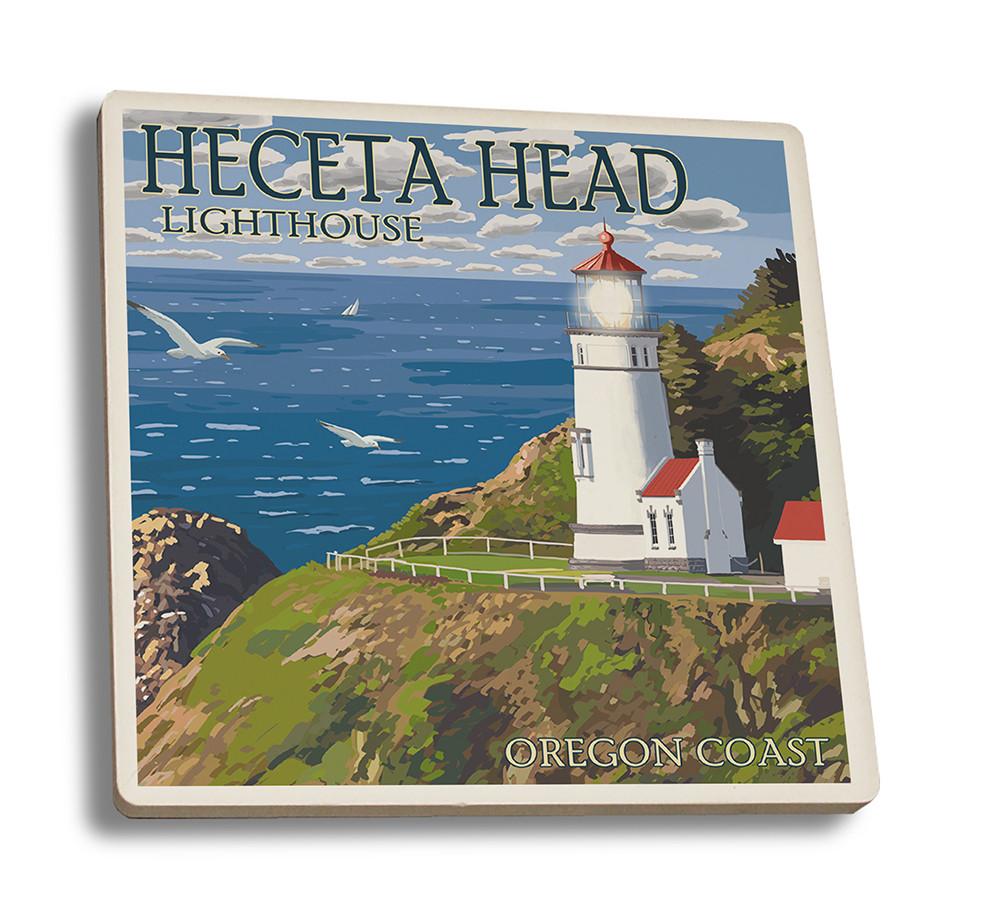 Coaster (Oregon Coast - Heceta Head Lighthouse - Lantern Press Artwork) Coaster Nightingale Boutique Coaster Set 