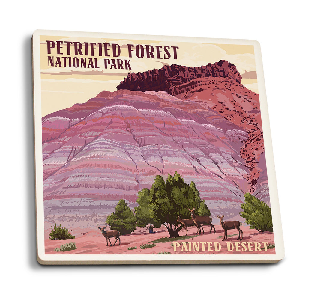 Coaster (Petrified Forest National Park, Arizona - Painted Desert - Lantern Press Artwork) Coaster Nightingale Boutique Coaster Pack 