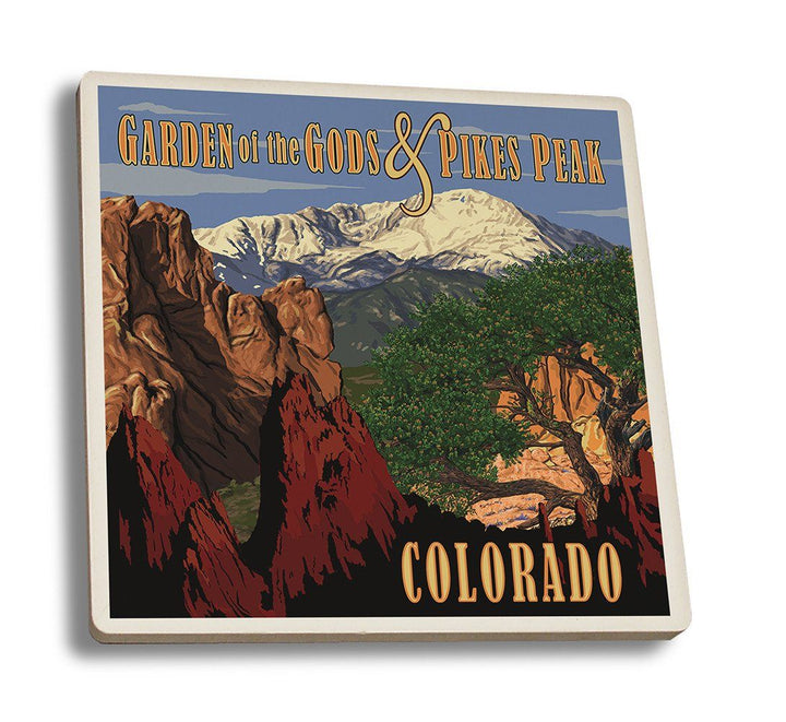 Coaster (Pikes Peak from Garden of the Gods, Colorado - Lantern Press Artwork) Coaster Nightingale Boutique Coaster Set 