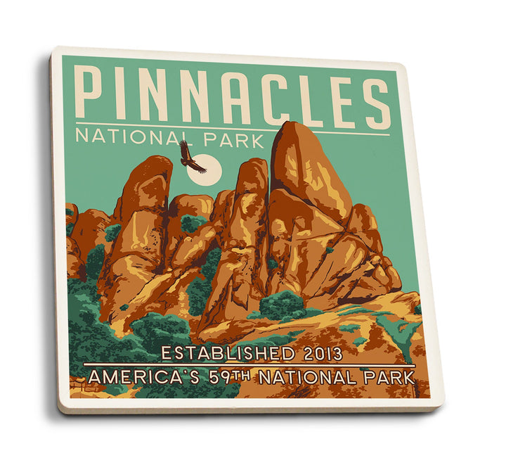 Coaster (Pinnacles National Park, California - WPA Formations & Condor - Lantern Press Artwork) Coaster Nightingale Boutique Coaster Pack 