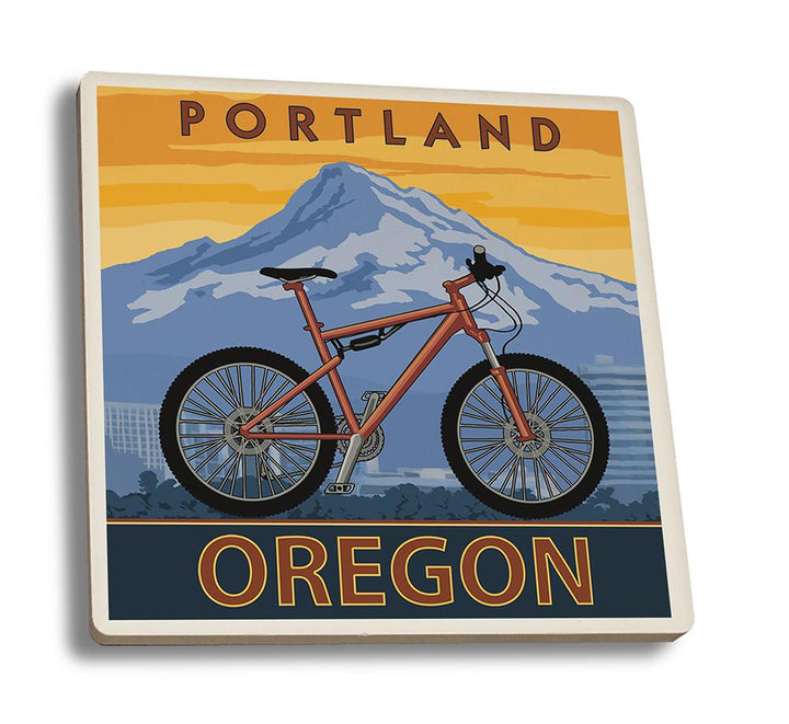Coaster (Portland, Oregon - Mountain Bike - Lantern Press Artwork) Coaster Nightingale Boutique Coaster Set 