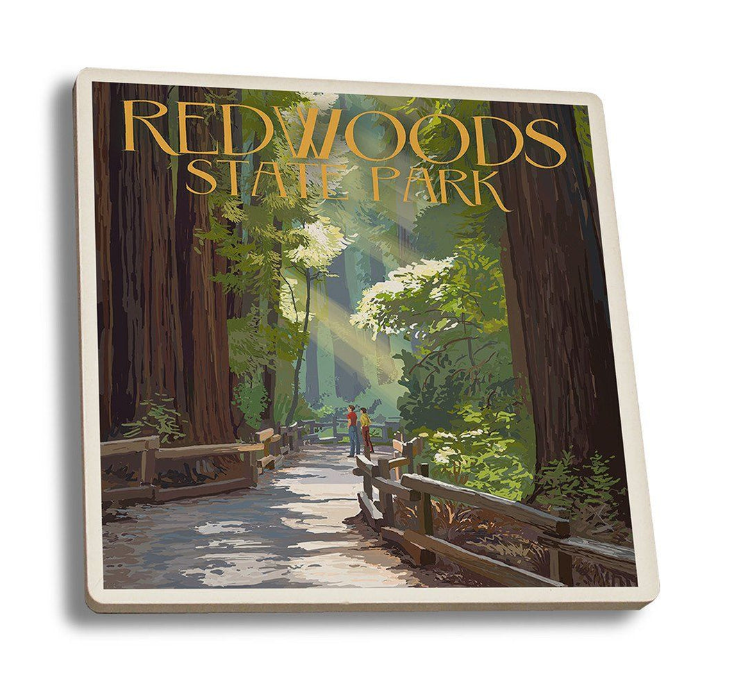 Coaster (Redwoods Park, California - Pathway in Trees - Lantern Press Artwork) Coaster Nightingale Boutique Coaster Set 