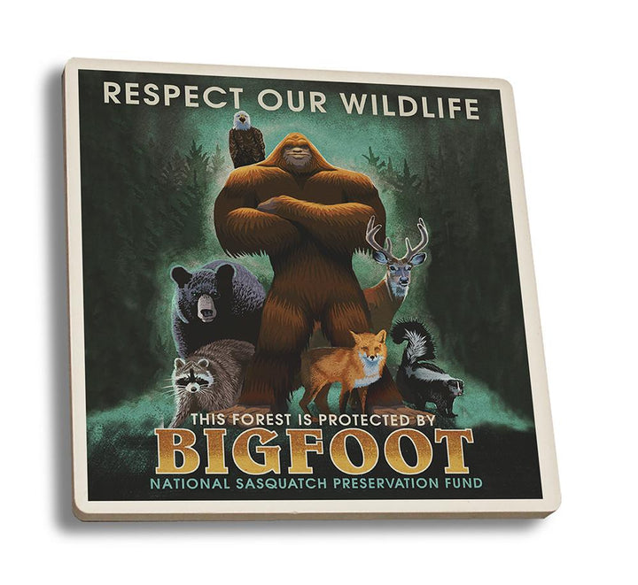 Coaster (Respect Our Wildlife - Bigfoot - Lantern Press Artwork) Coaster Nightingale Boutique Coaster Set 