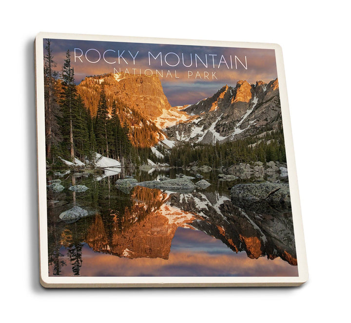 Coaster (Rocky Mountain National Park, Colorado - Dream Lake Sunset - Lantern Press Photography) Coaster Nightingale Boutique Coaster Pack 