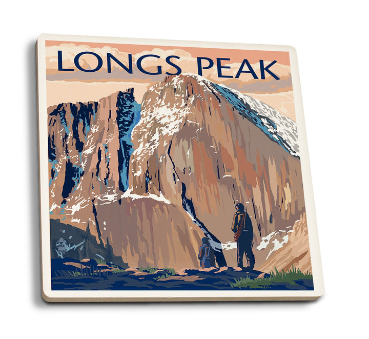 Coaster (Rocky Mountain National Park, Colorado - Longs Peak - Lantern Press Artwork) Coaster Nightingale Boutique Coaster Pack 