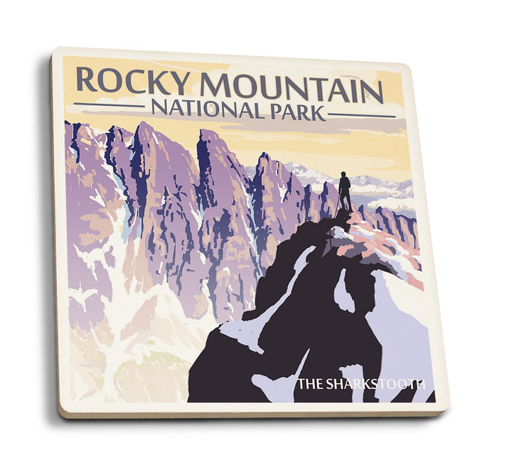 Coaster (Rocky Mountain National Park, Montana - The Sharkstooth - Lantern Press Artwork) Coaster Nightingale Boutique Coaster Pack 