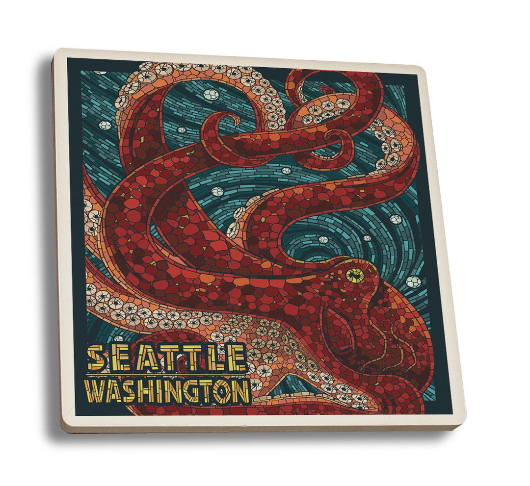 Coaster (Seattle, Washington - Octopus Mosaic - Lantern Press Artwork) Coaster Nightingale Boutique Coaster Set 