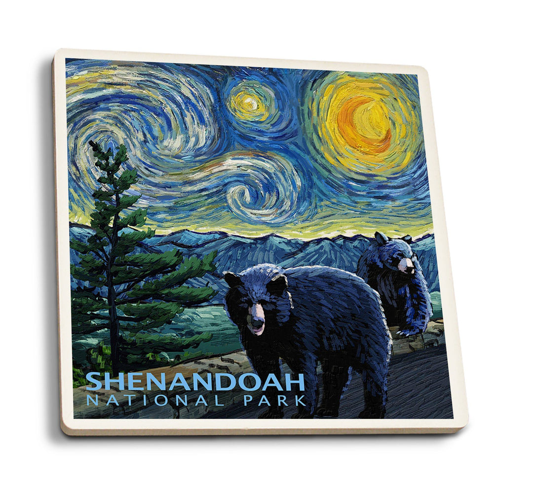 Coaster (Shenandoah National Park, Virginia - Starry Night - Lantern Press Artwork) Coaster Nightingale Boutique Coaster Pack 