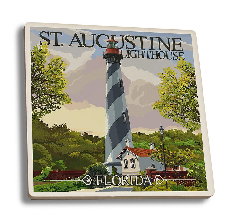 Coaster (St. Augustine, Florida Lighthouse - Lantern Press Artwork) Coaster Nightingale Boutique Coaster Set 