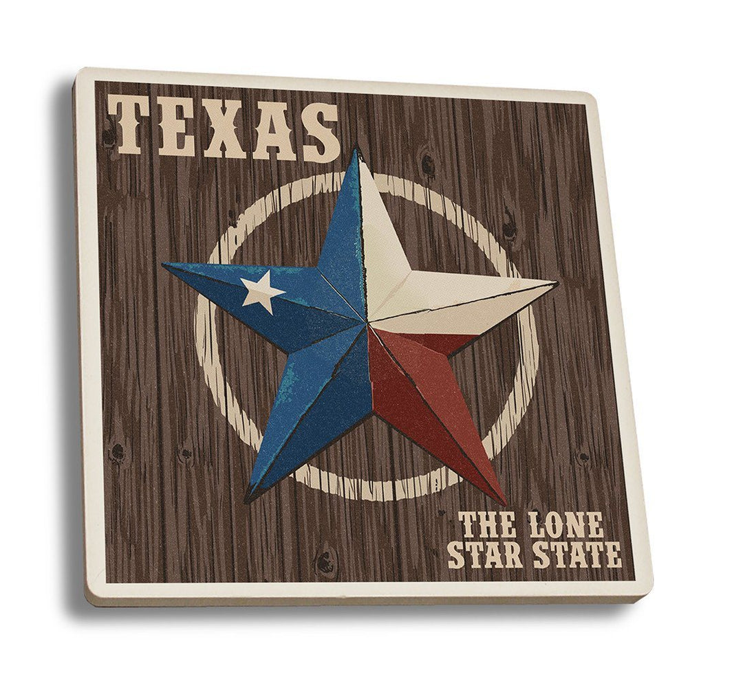 Coaster (Texas - Barn Star Letterpress - Lantern Press Artwork) Coaster Nightingale Boutique Coaster Set 