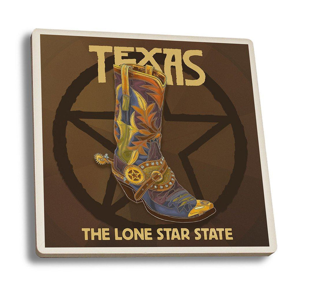 Coaster (Texas - Boot & Star - Lantern Press Artwork) Coaster Nightingale Boutique Coaster Set 