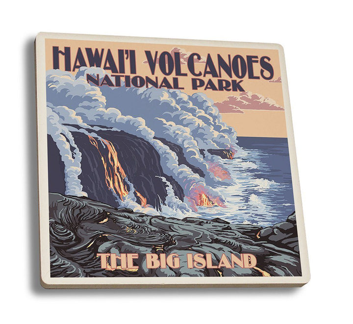 Coaster (The Big Island, Hawaii - Lava Flow Scene - Lantern Press Artwork) Coaster Nightingale Boutique Coaster Set 