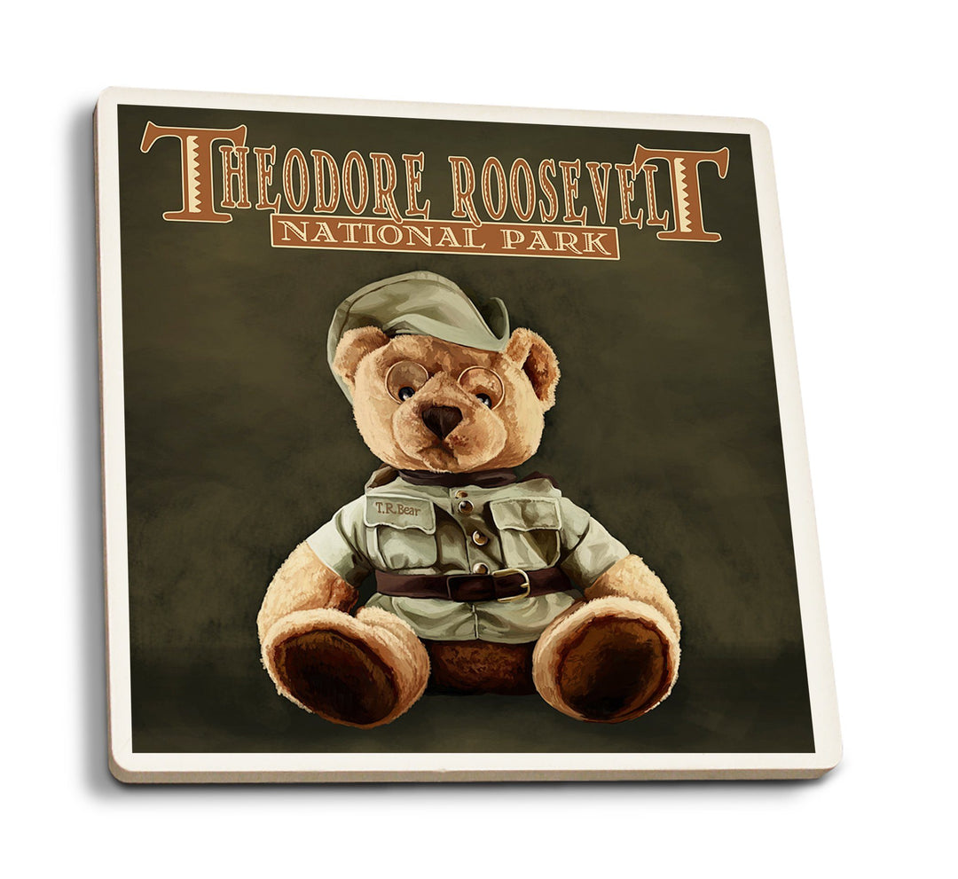 Coaster (Theodore Roosevelt National Park - Teddy Bear - Lantern Press Artwork) Coaster Nightingale Boutique Coaster Pack 