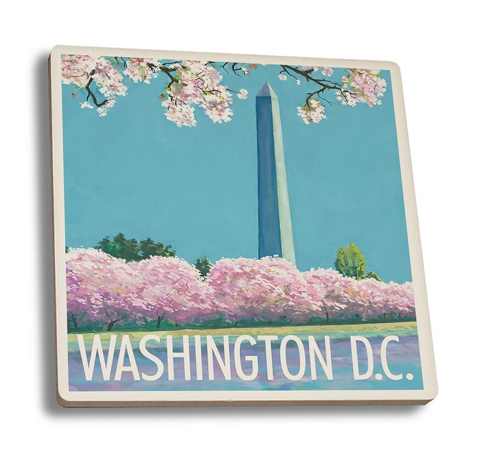 Coaster (Washington DC - Washington Monument - Lantern Press Artwork) Coaster Nightingale Boutique Coaster Set 