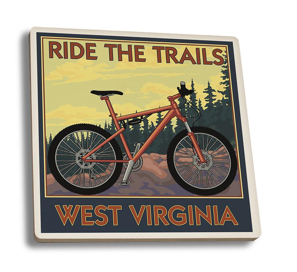 Coaster (West Virginia - Ride the Trails - Lantern Press Artwork) Coaster Nightingale Boutique Coaster Set 