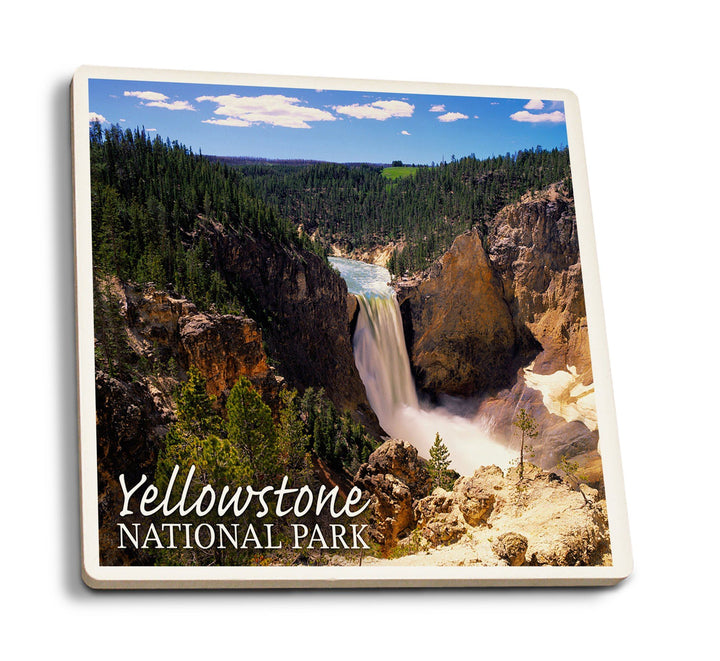 Coaster (Yellowstone National Park - Lower Yellowstone Falls Aerial - Lantern Press Photography ) Coaster Nightingale Boutique Coaster Pack 