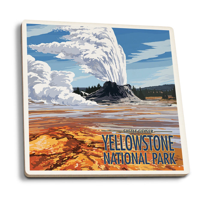 Coaster (Yellowstone National Park, Wyoming - Castle Geyser - Lantern Press Artwork) Coaster Nightingale Boutique Coaster Pack 
