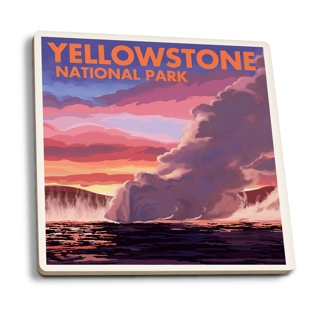Coaster (Yellowstone National Park, Wyoming - Clepsydra Geyser - Lantern Press Artwork) Coaster Nightingale Boutique Coaster Pack 