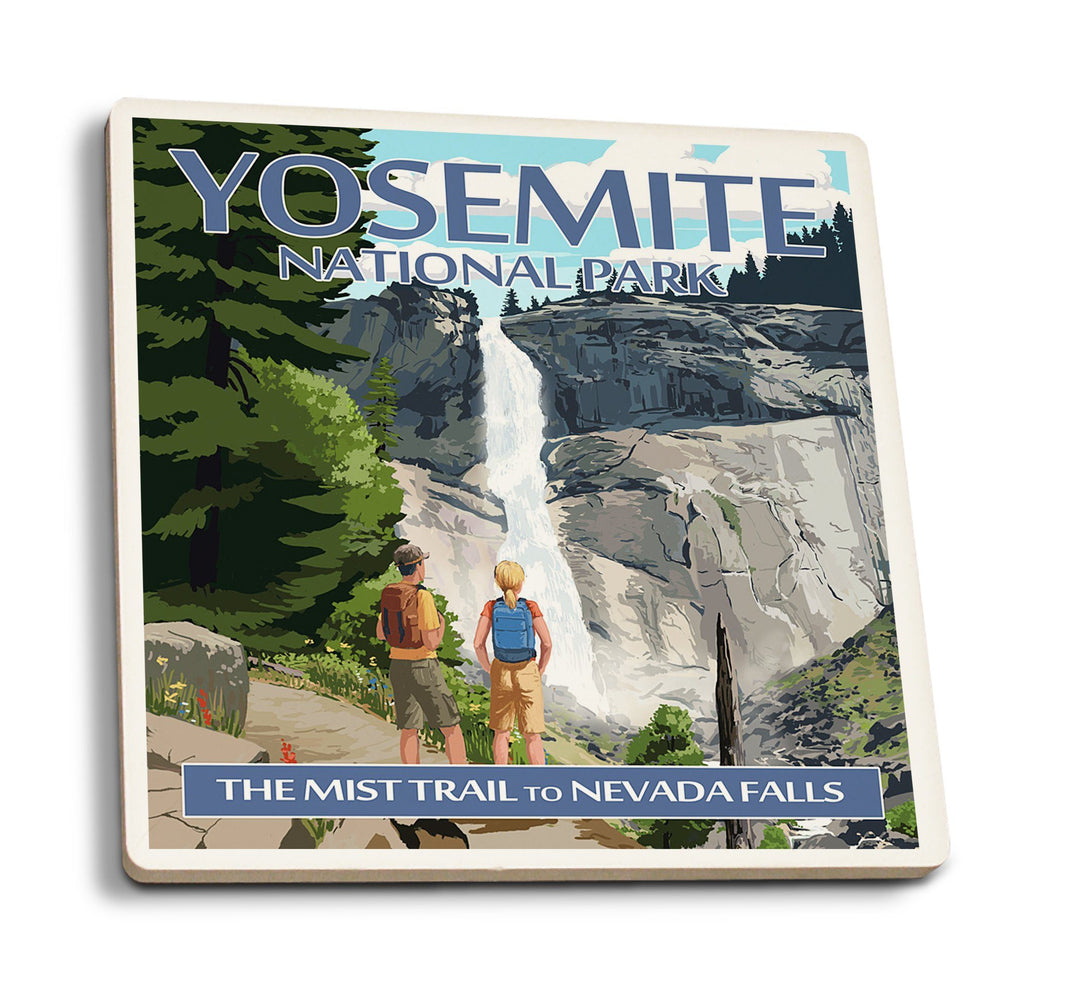 Coaster (Yosemite National Park, California - The Mist Trail - Lantern Press Artwork) Coaster Nightingale Boutique Coaster Pack 