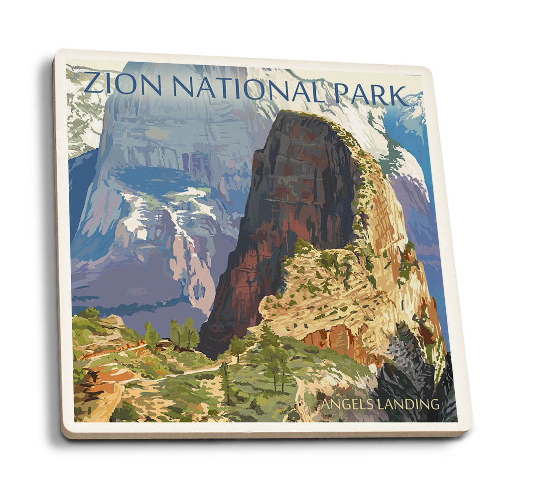 Coaster (Zion National Park, Utah - Angels Landing - Lantern Press Artwork) Coaster Nightingale Boutique Coaster Pack 