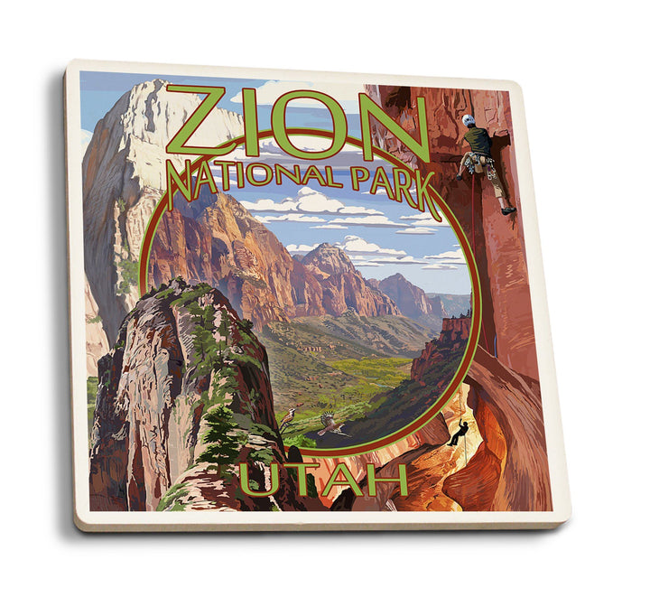 Coaster (Zion National Park, Utah - Montage Views - Lantern Press Artwork) Coaster Nightingale Boutique Coaster Pack 